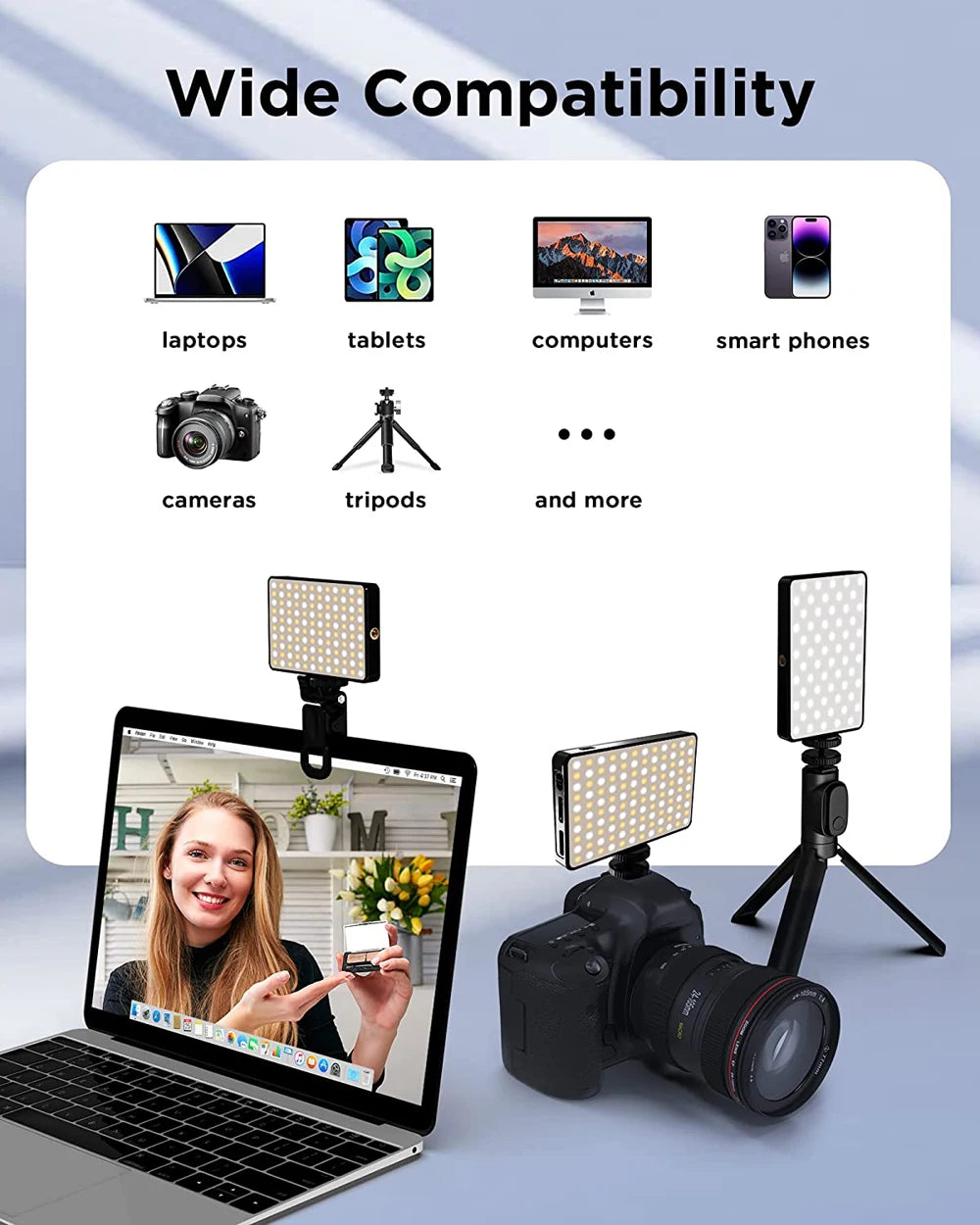 LED Selfie Light Phone Fill Light 120 LED 3000mAh Rechargeable Portable Video Light for Tiktok Vlog Video Conference Selfie