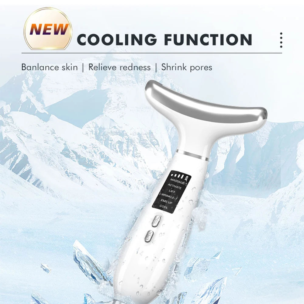 Hot & Cooling Microcurrent Face Neck Lift Ice Compress Face Massager Neck Lifting Machine Skin Care Shrink Pores Anti Wrinkle