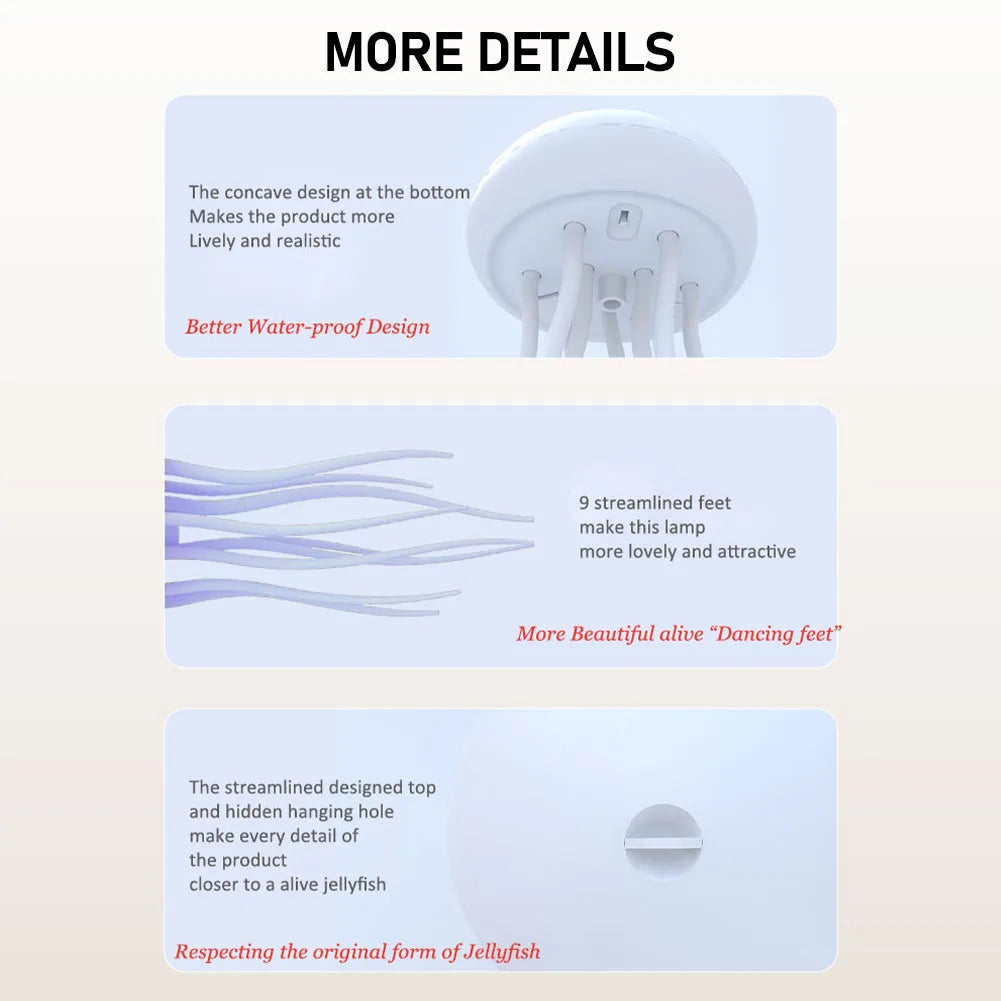 Cartoon Jellyfish Night Light RGB Gradient Cute Jellyfish Bedside Lamp Voice Control Type-C Charging LED Night Lamp