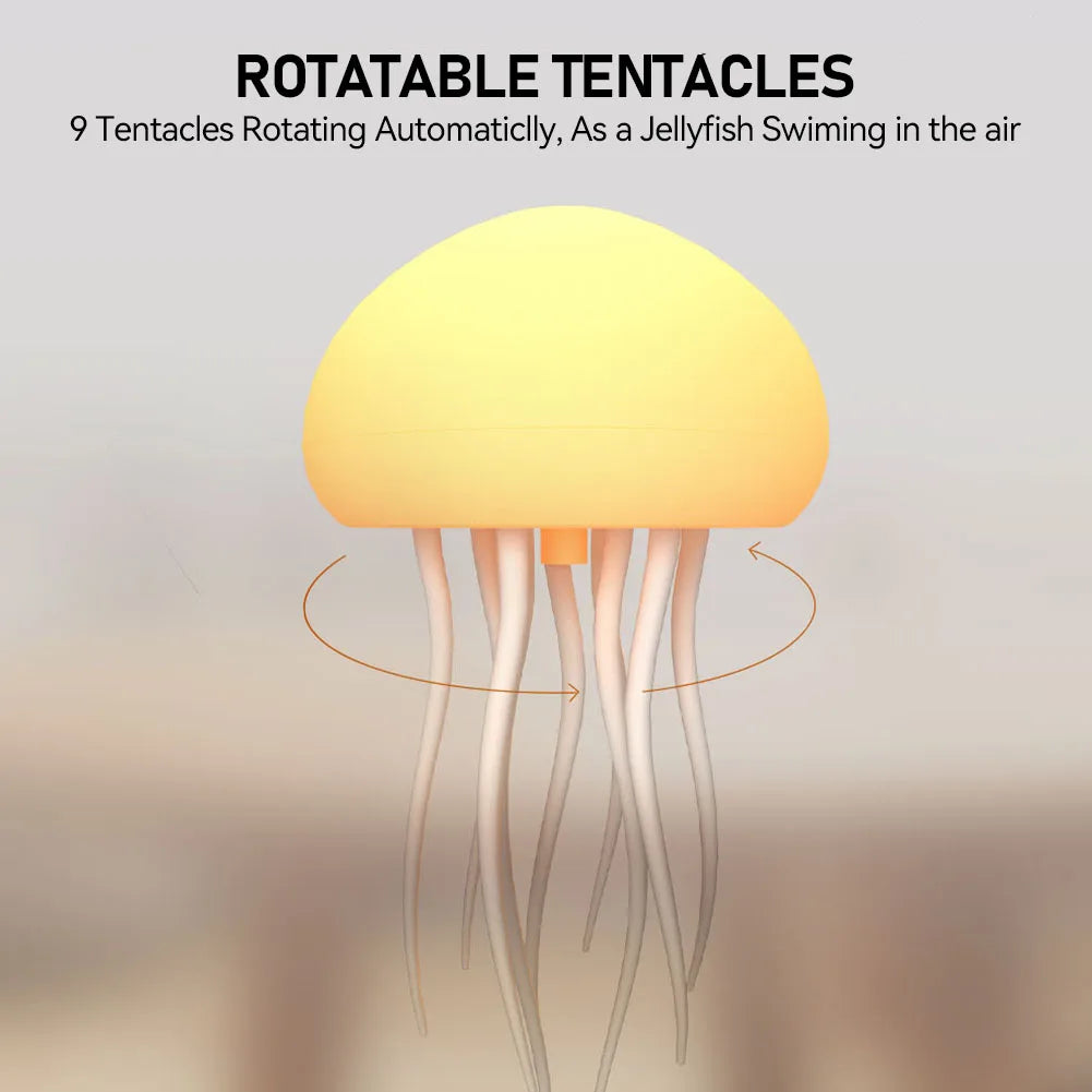 Cartoon Jellyfish Night Light RGB Gradient Cute Jellyfish Bedside Lamp Voice Control Type-C Charging LED Night Lamp