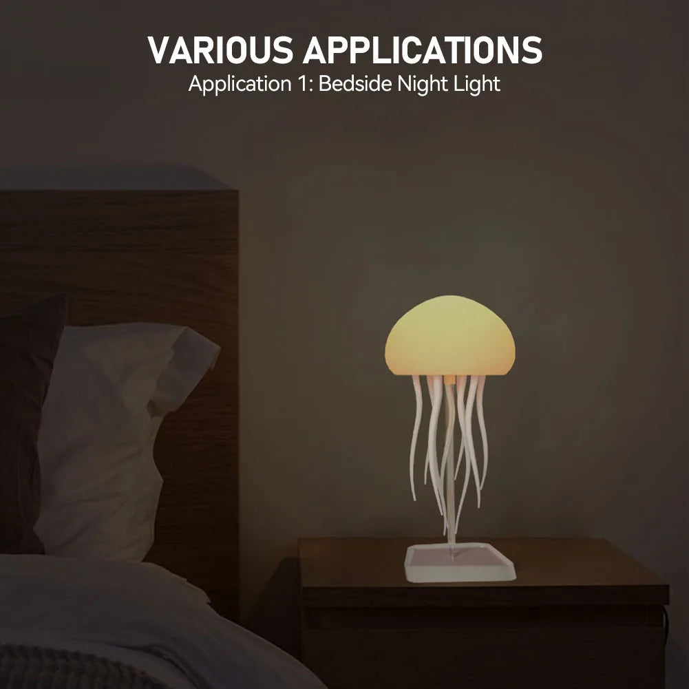 Cartoon Jellyfish Night Light RGB Gradient Cute Jellyfish Bedside Lamp Voice Control Type-C Charging LED Night Lamp