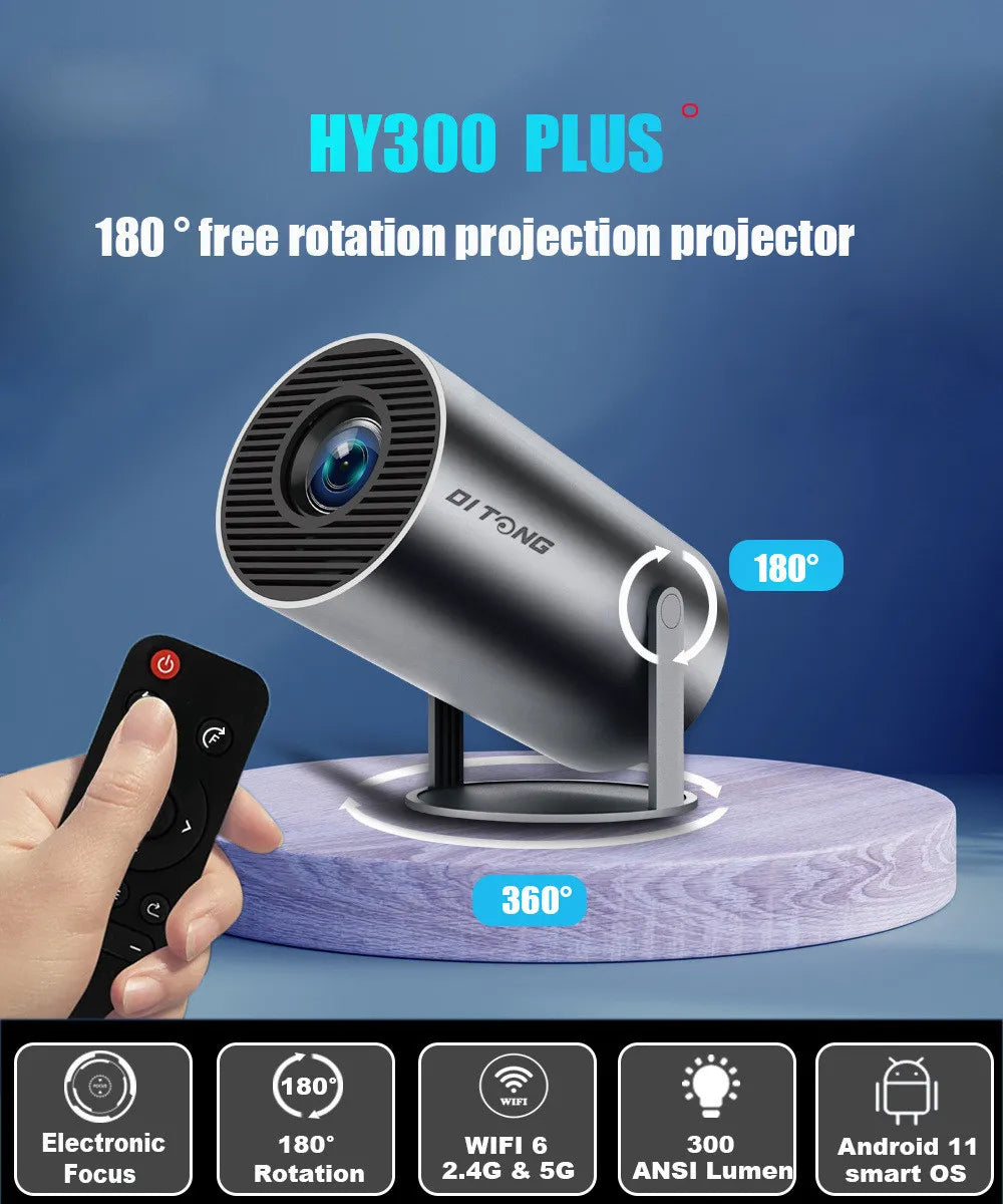 DITONG HY300 Plus HD Projector portatil 4K 1280x720P Android  LED Video Home Theater Cinema Phone mini Proyector Movie HY300 pro